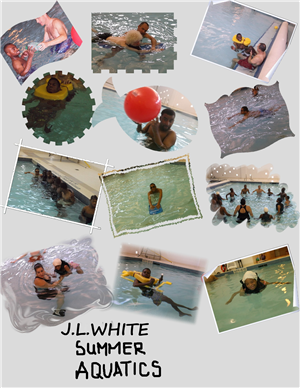 students and teacher in the pool  